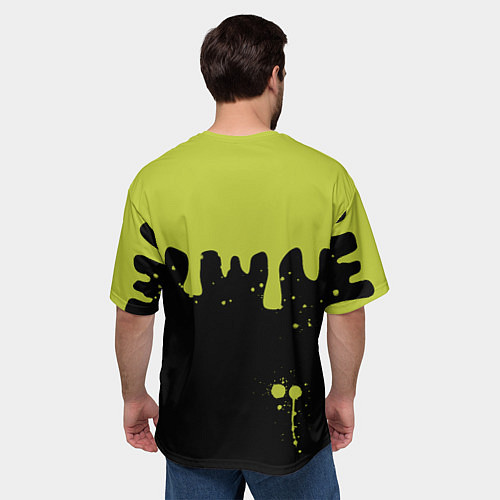Мужская футболка оверсайз Smiley Смайл Брызги / 3D-принт – фото 4