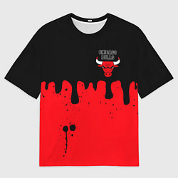 Футболка оверсайз мужская Chicago Bulls Чикаго Буллз Логотип, цвет: 3D-принт