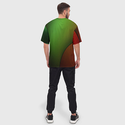 Мужская футболка оверсайз 3х-цветная спираль / 3D-принт – фото 4