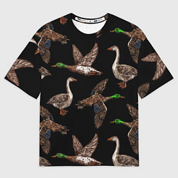 Футболка оверсайз мужская Утки паттерн, цвет: 3D-принт