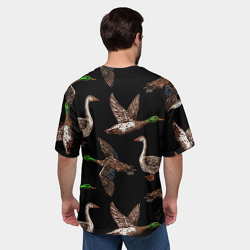 Мужская футболка оверсайз Утки паттерн / 3D-принт – фото 4