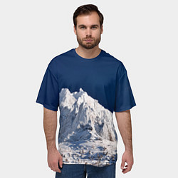 Футболка оверсайз мужская Снежные горы, синие небо, цвет: 3D-принт — фото 2