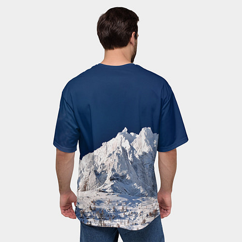 Мужская футболка оверсайз Снежные горы, синие небо / 3D-принт – фото 4