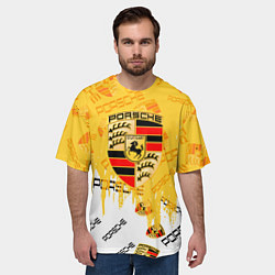 Футболка оверсайз мужская Porsche порше паттерн, цвет: 3D-принт — фото 2