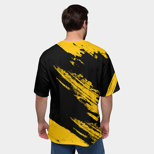Мужская футболка оверсайз BLACK AND YELLOW GRUNGE ГРАНЖ / 3D-принт – фото 4