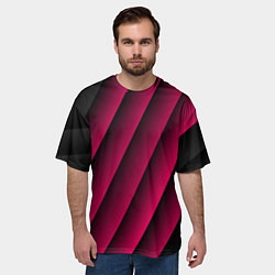 Футболка оверсайз мужская Red Stripe 3D Красные полосы, цвет: 3D-принт — фото 2