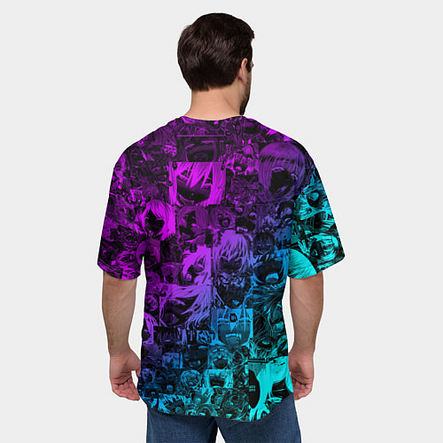 Мужская футболка оверсайз AHEGAO NEON GIRL НЕОНОВЫЙ АХЕГАО / 3D-принт – фото 4