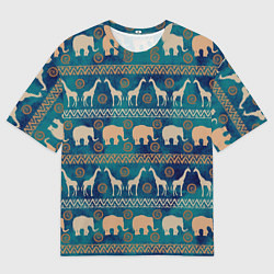 Футболка оверсайз мужская Жирафы и слоны, цвет: 3D-принт
