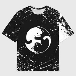 Футболка оверсайз мужская ИНЬ ЯНЬ КОТИКИ БРЫЗГИ И НИЧЕГО ЛИШНЕГО, цвет: 3D-принт