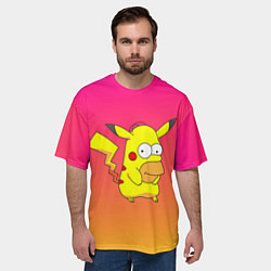 Футболка оверсайз мужская Гомер Симпсон Пикачу, цвет: 3D-принт — фото 2