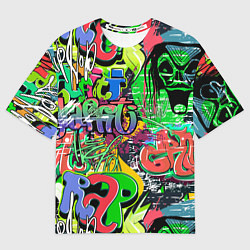 Футболка оверсайз мужская Граффити с черепами, цвет: 3D-принт