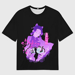 Мужская футболка оверсайз Шинобу Кочо силуэт Клинок рассекающего демонов