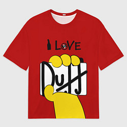 Футболка оверсайз мужская I LOVE DUFF Симпсоны, Simpsons, цвет: 3D-принт