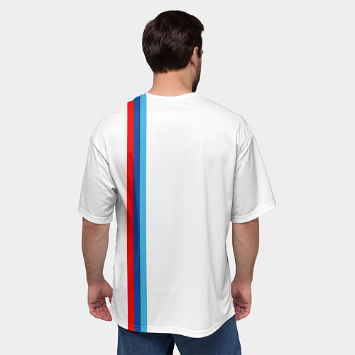Мужская футболка оверсайз БМВ 3 STRIPE BMW WHITE / 3D-принт – фото 4