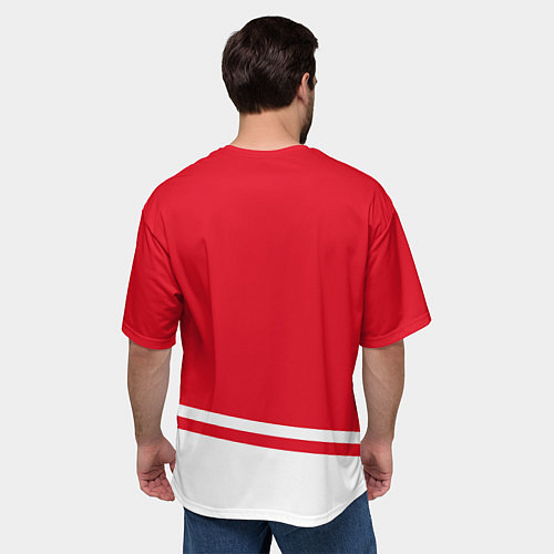 Мужская футболка оверсайз Detroit Red Wings, Детройт Ред Уингз Диагональные / 3D-принт – фото 4