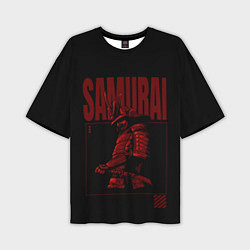 Футболка оверсайз мужская Темный самурай с надписью, цвет: 3D-принт