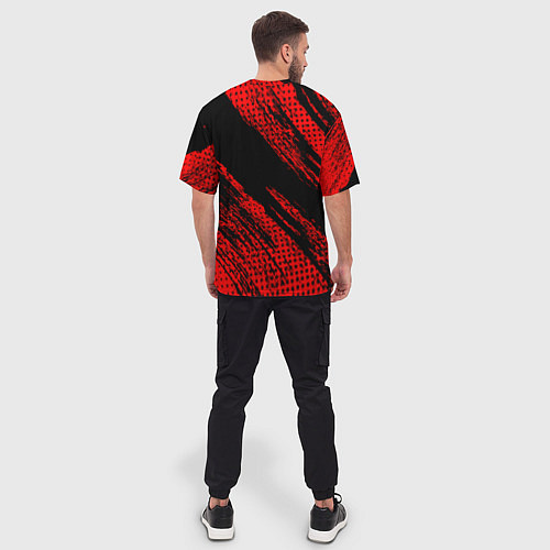 Мужская футболка оверсайз Suzuki Черно Красный / 3D-принт – фото 4