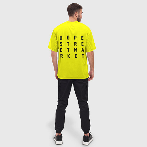Мужская футболка оверсайз Узор Yellow Jorman Air Dope Street Market / 3D-принт – фото 4