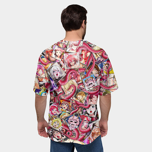 Мужская футболка оверсайз Ахегао с щупальцами в цвете / 3D-принт – фото 4