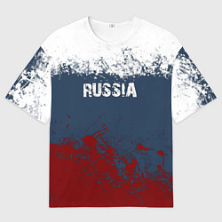 Футболка оверсайз мужская Россия - краски, цвет: 3D-принт