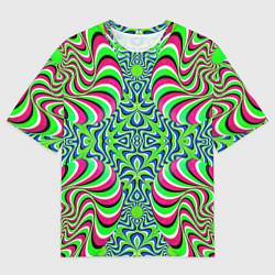 Мужская футболка оверсайз Оптическая Иллюзия Движение Галлюцинаций
