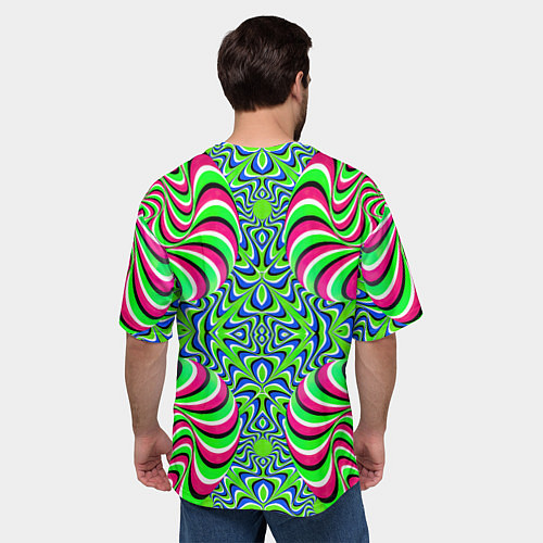Мужская футболка оверсайз Оптическая Иллюзия Движение Галлюцинаций / 3D-принт – фото 4