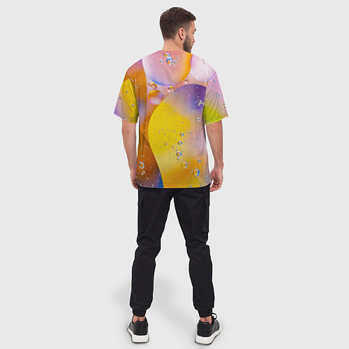 Мужская футболка оверсайз Градиент Яркие Пузыри / 3D-принт – фото 4