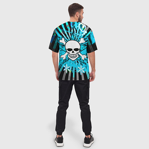 Мужская футболка оверсайз Neon Skull / 3D-принт – фото 4