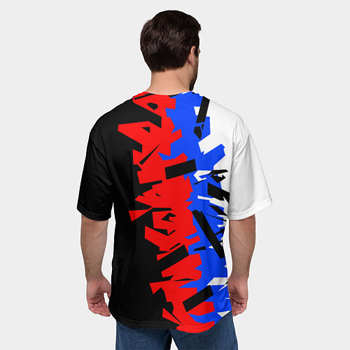 Мужская футболка оверсайз ТРИКОЛОР ФРАГМЕНТАЦИЯ / 3D-принт – фото 4
