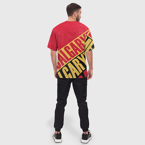 Мужская футболка оверсайз Calgary Flames Калгари Флэймз / 3D-принт – фото 4