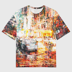 Футболка оверсайз мужская Неоновый город ночью, цвет: 3D-принт