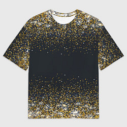 Мужская футболка оверсайз Золотые блестки на темном фоне Сияющий глиттер, бл