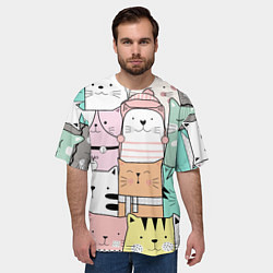 Футболка оверсайз мужская Кошечки 3D, цвет: 3D-принт — фото 2