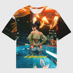 Мужская футболка оверсайз Panam сзади Cyberpunk2077