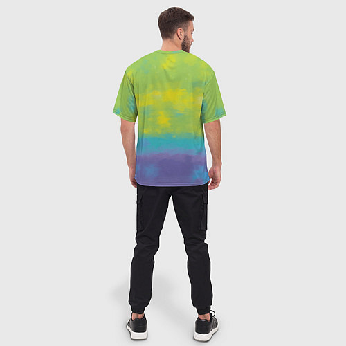 Мужская футболка оверсайз Лиса фенек среди цветов / 3D-принт – фото 4