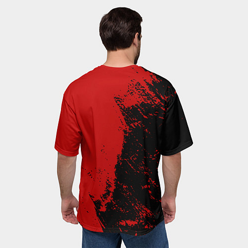 Мужская футболка оверсайз Lexus Лексус Черно красный / 3D-принт – фото 4