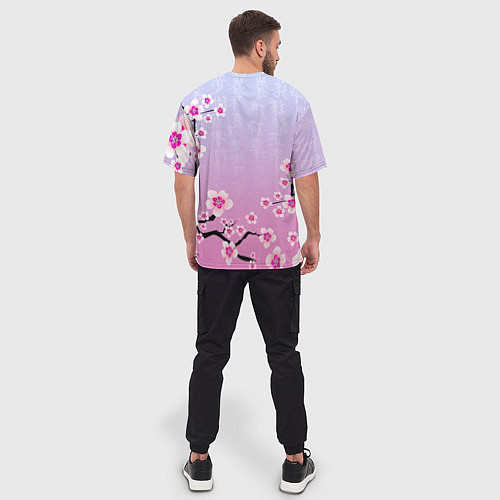 Мужская футболка оверсайз Stray Kids цветы сакуры / 3D-принт – фото 4