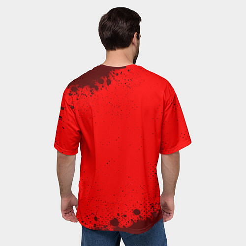 Мужская футболка оверсайз RUSSIA - ГЕРБ Russia Sport Брызги / 3D-принт – фото 4