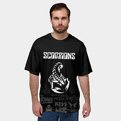 Футболка оверсайз мужская Scorpions логотипы рок групп, цвет: 3D-принт — фото 2