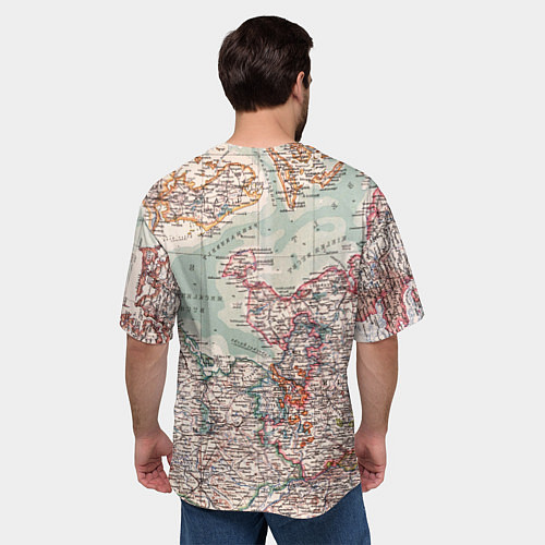 Мужская футболка оверсайз КАРТА МАЛЕНЬКОГО МИРА / 3D-принт – фото 4