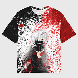 Футболка оверсайз мужская Канеки Кен Брызги Краски Токийский Гуль, цвет: 3D-принт