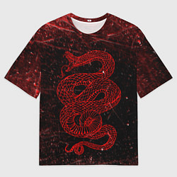 Футболка оверсайз мужская Красная Змея Red Snake Глитч, цвет: 3D-принт