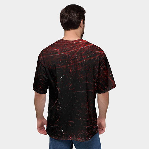 Мужская футболка оверсайз Красная Змея Red Snake Глитч / 3D-принт – фото 4