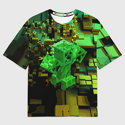 Футболка оверсайз мужская Minecraft Creeper Mob, цвет: 3D-принт