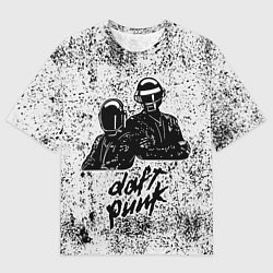 Футболка оверсайз мужская Daft Punk B&W, цвет: 3D-принт
