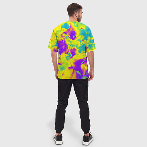 Мужская футболка оверсайз Яркие неоновые краски / 3D-принт – фото 4
