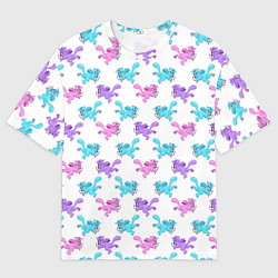 Футболка оверсайз мужская Коты Купидоны Паттерн, цвет: 3D-принт