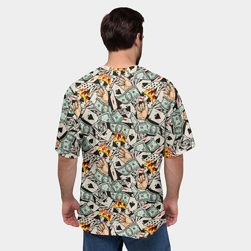 Мужская футболка оверсайз Карты, Деньги, Казино / 3D-принт – фото 4