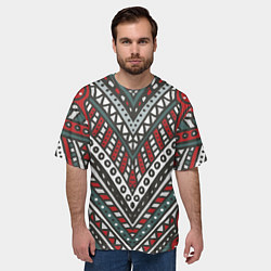 Футболка оверсайз мужская Узор абстракция Рисунок от руки в стиле дудл Красн, цвет: 3D-принт — фото 2