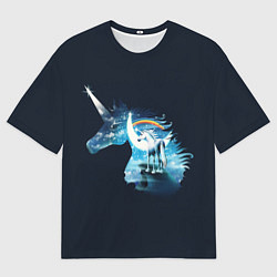Мужская футболка оверсайз Главный герой фантазий - единорог
